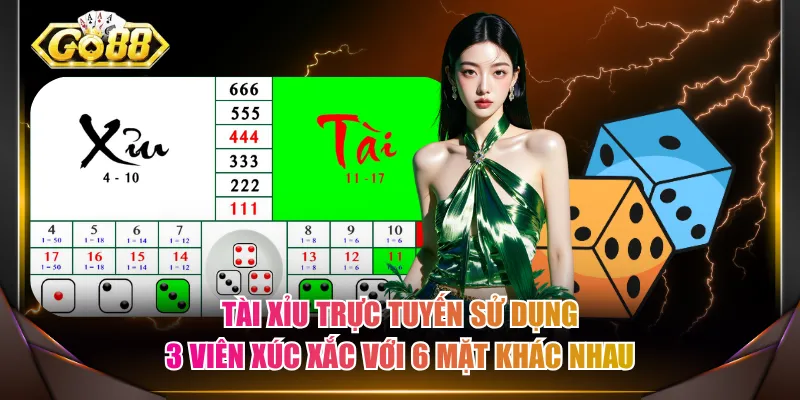 Tài Xỉu trực tuyến sử dụng 3 viên xúc xắc với 6 mặt khác nhau